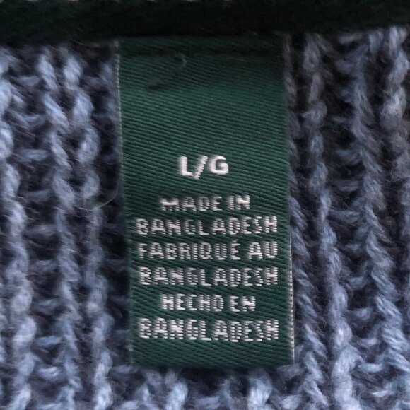 Bass Size L/G Men's Long Sleeve 1/4 Zip Heather Blue Sweater - Picture 10 of 14